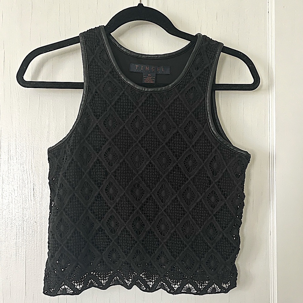 Tinsel Denim Couture Black Tank Top